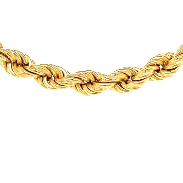 18K Yellow Gold Estate 4.8mm Hollow Rope Chain Bracelet