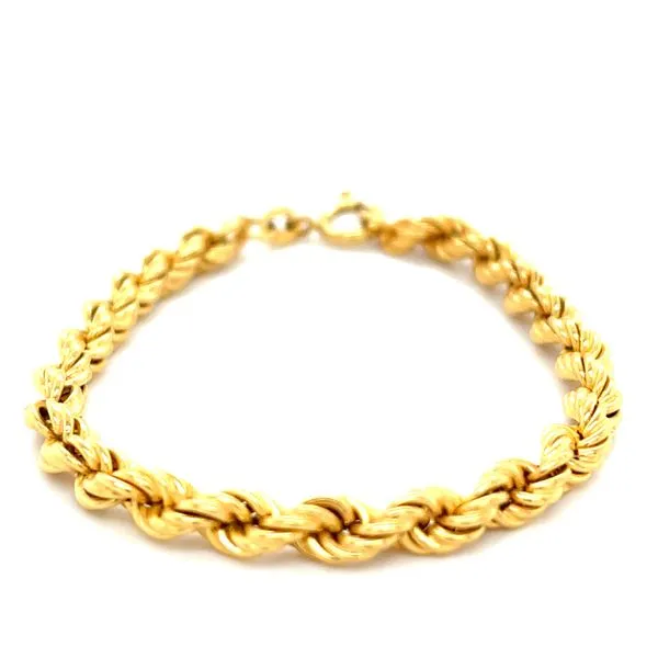 18K Yellow Gold Estate 4.8mm Hollow Rope Chain Bracelet