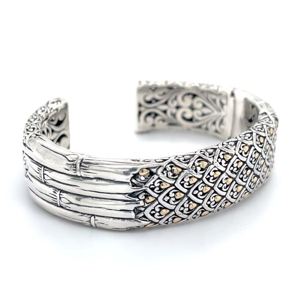 Sterling Silver and 18K Yellow Gold Bamboo Filigree Bangle Bracelet Image 3 Minor Jewelry Inc. Nashville, TN