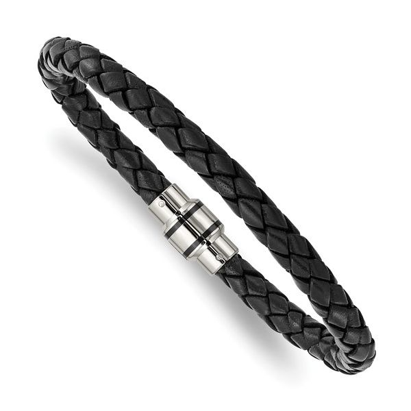 Stainless Steel Black Woven Leather Bracelet Minor Jewelry Inc. Nashville, TN