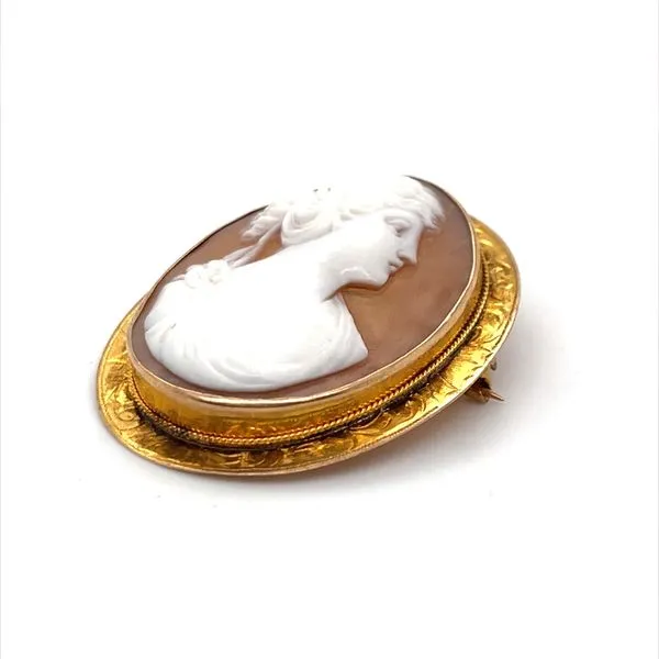 14K Yellow Gold Estate Cameo Pin Image 2 Minor Jewelry Inc. Nashville, TN