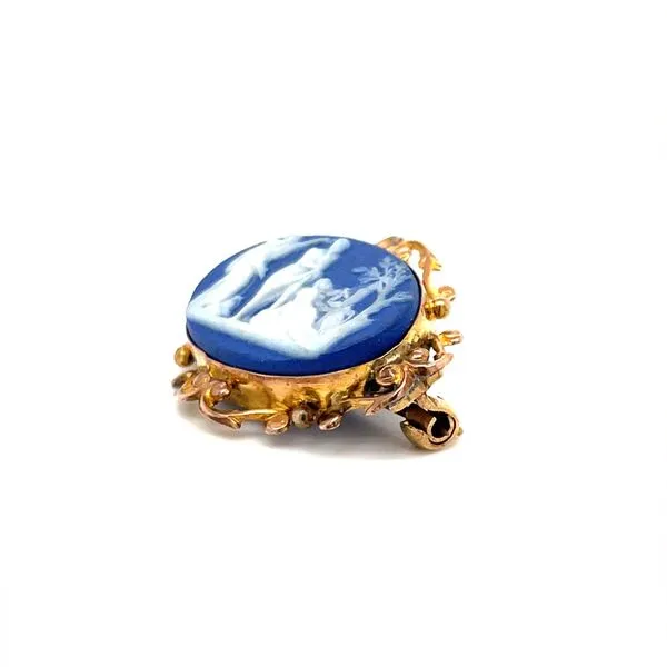 9K Yellow Gold Pin with Wedgwood Corbantes Carving Image 2 Minor Jewelry Inc. Nashville, TN