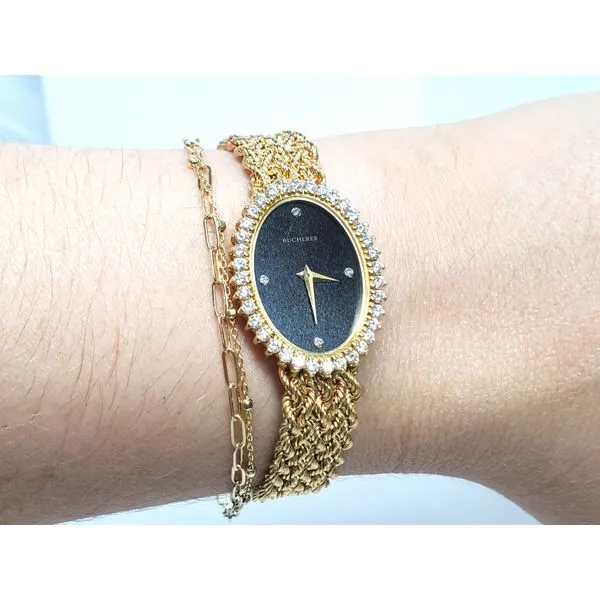 18K Yellow Gold Diamond Bucherer Watch 1980s Image 5 Minor Jewelry Inc. Nashville, TN