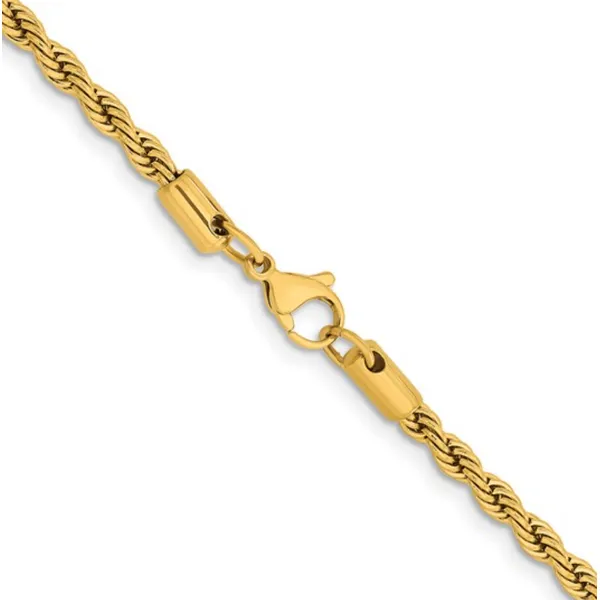 Stainless Steel Polished Yellow Plated 4mm Rope Chain Image 2 Minor Jewelry Inc. Nashville, TN