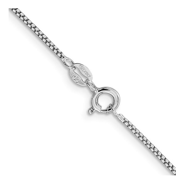 Sterling Silver 1.25mm Rhodium-Plated Round Box Chain Image 3 Minor Jewelry Inc. Nashville, TN