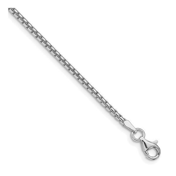 Sterling Silver 2mm Rhodium-Plated Round Box Chain Image 2 Minor Jewelry Inc. Nashville, TN