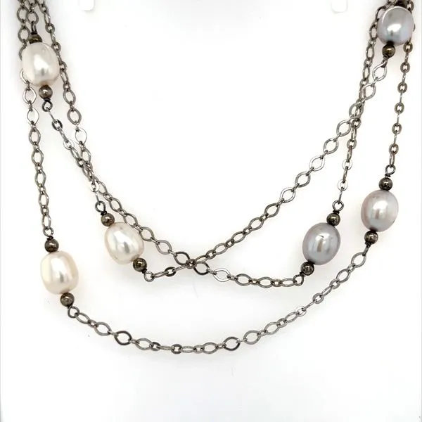 Sterling Silver White/Grey Freshwater Pearl Necklace