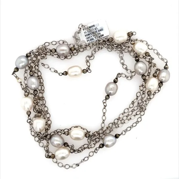 Sterling Silver White/Grey Freshwater Pearl Necklace