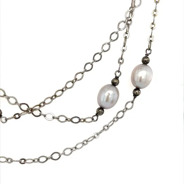 Sterling Silver White/Grey Freshwater Pearl Necklace