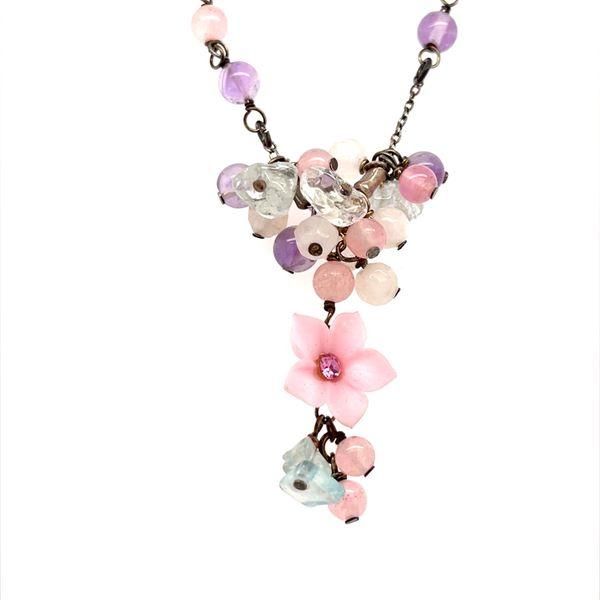 Sterling Silver Flowers/ Quartz beads Necklace Image 2 Minor Jewelry Inc. Nashville, TN