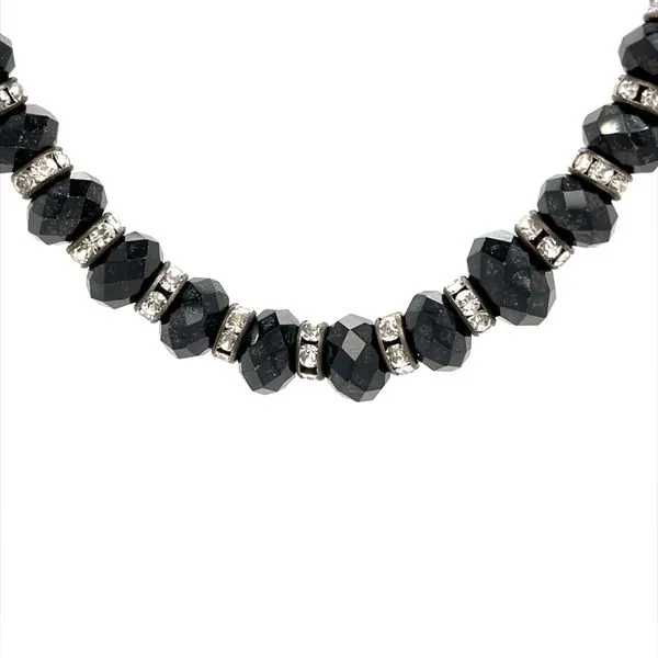Sterling Silver Necklace with Onyx Beads and Crystal Spacers