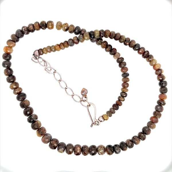 Brown Sapphire Faceted Bead Necklace with 5 - 8mm Beads and Sterling Silver Hook Clasp Length 18 Inch Image 2 Minor Jewelry Inc. Nashville, TN