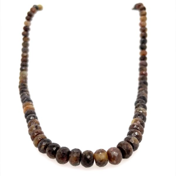 Brown Sapphire Faceted Bead Necklace with 5 - 8mm Beads and Sterling Silver Hook Clasp Length 18 Inch Image 3 Minor Jewelry Inc. Nashville, TN