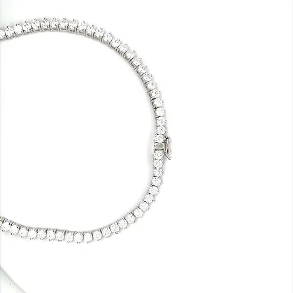 Sterling SIlver with Cubic Zirconia Necklace with Barrel Safety Clasp Image 2 Minor Jewelry Inc. Nashville, TN