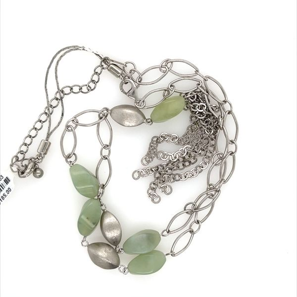 Sterling Silver Green Stone And Oval Link Necklace with Extender Image 3 Minor Jewelry Inc. Nashville, TN