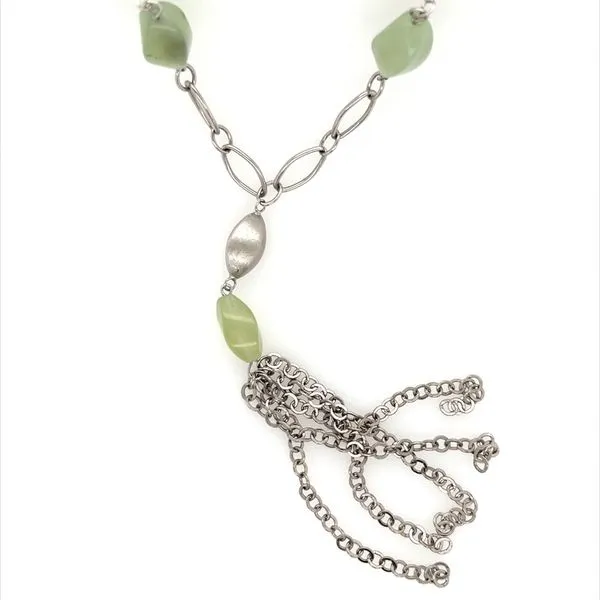 Sterling Silver Green Stone And Oval Link Necklace with Extender Minor Jewelry Inc. Nashville, TN