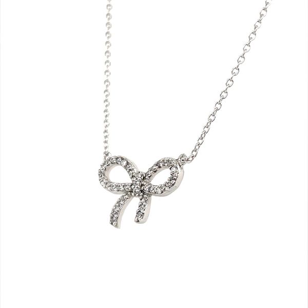 Sterling Silver and Cubic Zirconia Bow Necklace 18 Inches Image 2 Minor Jewelry Inc. Nashville, TN