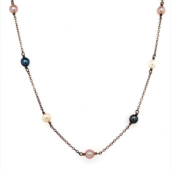 Sterling Silver and Freshwater Tri-Color Pearl Necklace Image 2 Minor Jewelry Inc. Nashville, TN