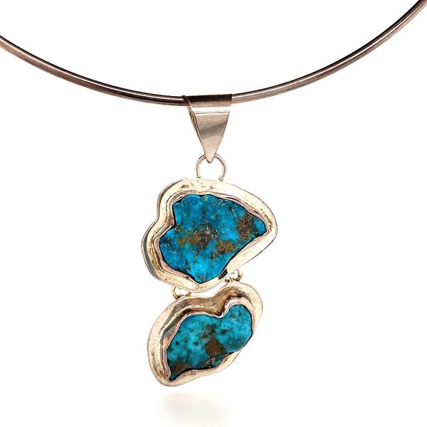 Estate Sterling Silver Turquoise Pendant on Sterling Silver Omega Choker Minor Jewelry Inc. Nashville, TN