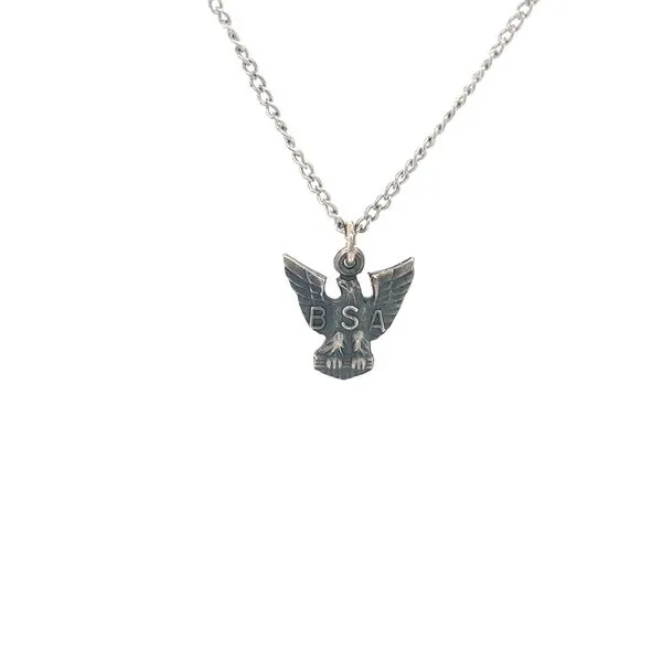 Sterling Silver Estate Boy Scouts Eagle Pendant Necklace Minor Jewelry Inc. Nashville, TN
