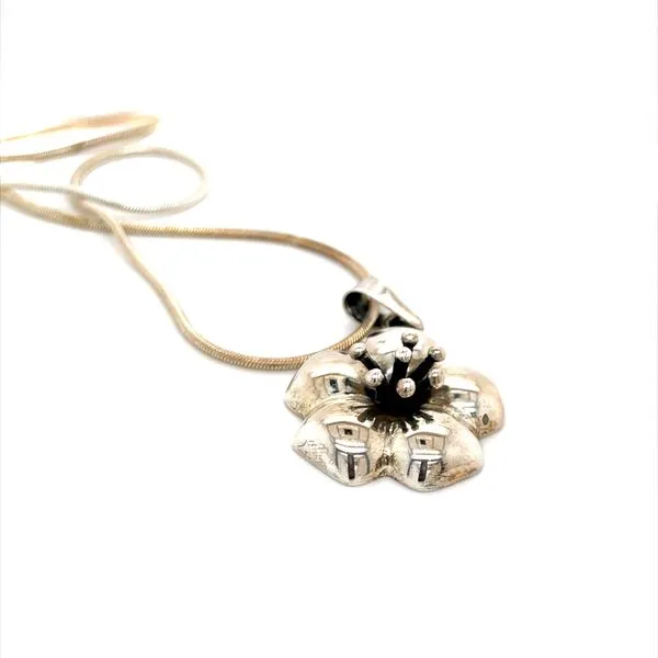 Sterling Silver Estate Dogwood Pendant Necklace Image 2 Minor Jewelry Inc. Nashville, TN