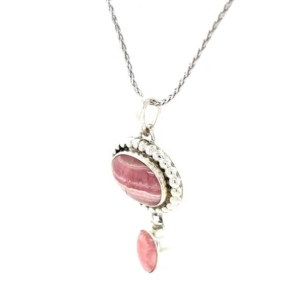 Sterling Silver Estate Mined Agate Milgrain Pendant