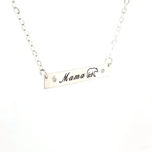 Sterling Silver Mama Bear Bar Necklace Image 2 Minor Jewelry Inc. Nashville, TN