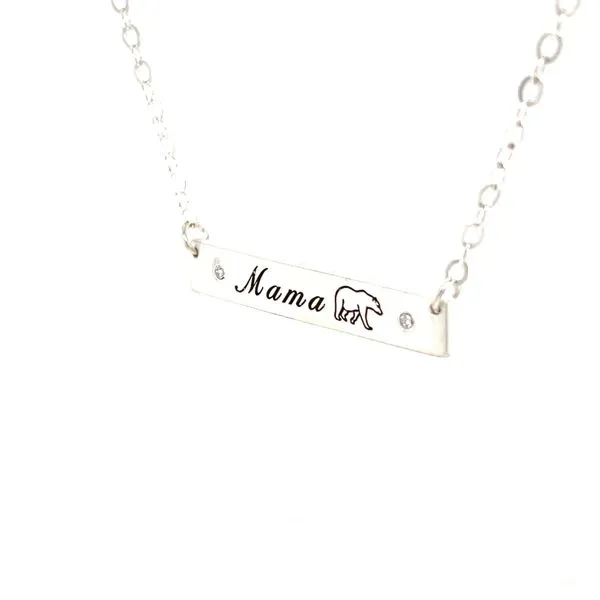 Sterling Silver Mama Bear Bar Necklace Image 3 Minor Jewelry Inc. Nashville, TN