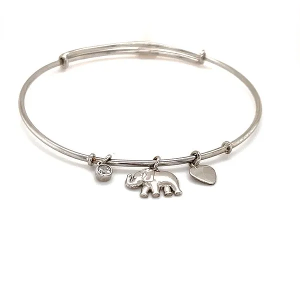 Sterling Silver Adjustable Elephant and Heart Bangle Bracelet Minor Jewelry Inc. Nashville, TN