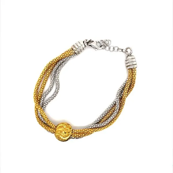 Sterling and Gold Plated Double Chain Beaded Bracelet