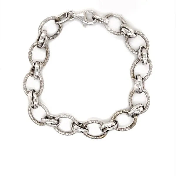 Sterling silver Double Link Bracelet With Diamond