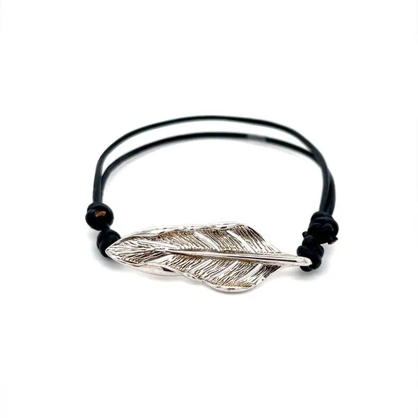 Sterling Silver Feather Charm on Black Leather Cord Minor Jewelry Inc. Nashville, TN