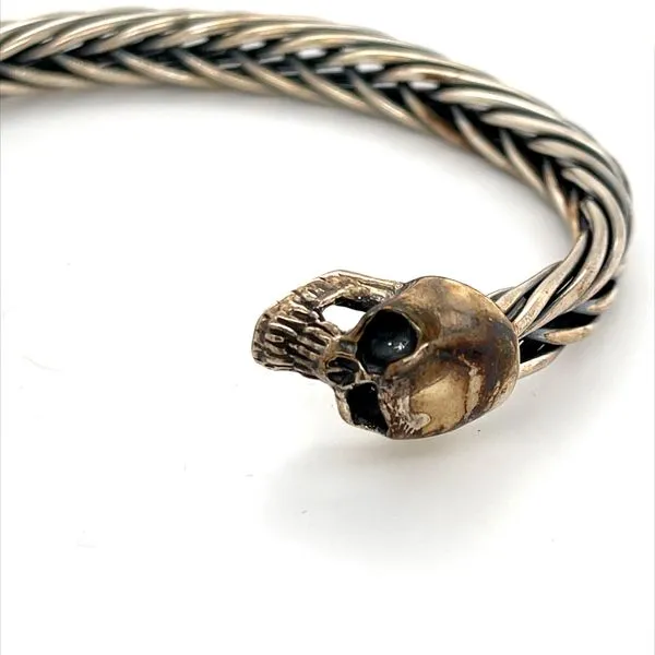 Sterling Silver Braided Skull Cuff Bracelet Image 3 Minor Jewelry Inc. Nashville, TN