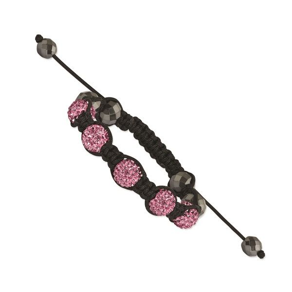 Black Cord Bracelet with Hematite and Pink Crystal Beads Minor Jewelry Inc. Nashville, TN