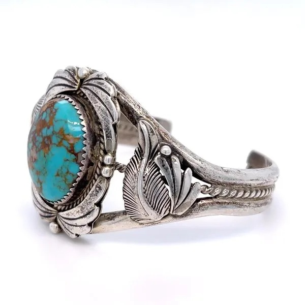 Sterling Silver Filigree Turquoise Bangle Bracelet