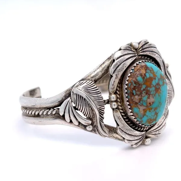 Sterling Silver Filigree Turquoise Bangle Bracelet