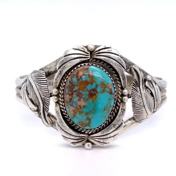 Sterling Silver Filigree Turquoise Bangle Bracelet