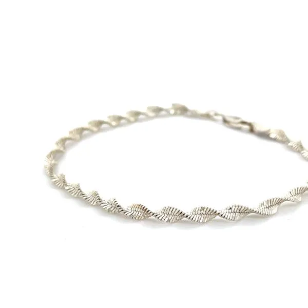 Sterling Silver Double Helix Herringbone Bracelet