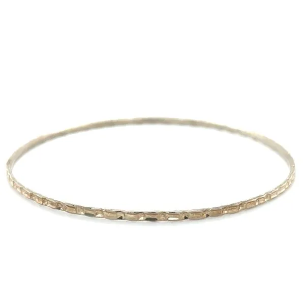 Sterling Silver Estate 2mm Diamond-Cut Flat Bangle Bracelet