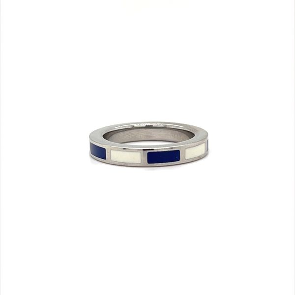 Steel Ring w/ Blue & White Size 6 Minor Jewelry Inc. Nashville, TN