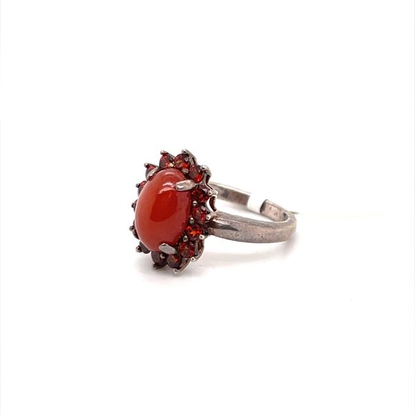 Sterling Silver Coral and Cubic Zirconia Stone Ring Minor Jewelry Inc. Nashville, TN