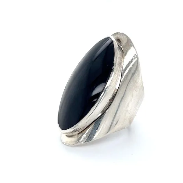 Sterling Silver Estate Womens  Onyx Ring