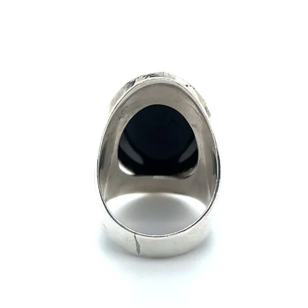 Sterling Silver Estate Womens  Onyx Ring