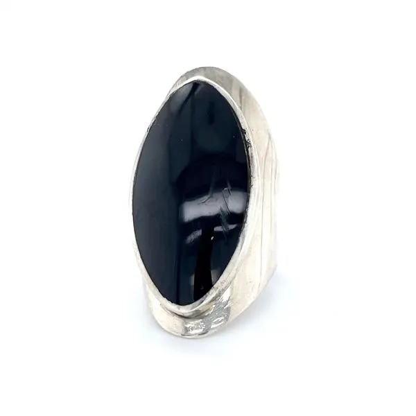 Sterling Silver Estate Womens  Onyx Ring