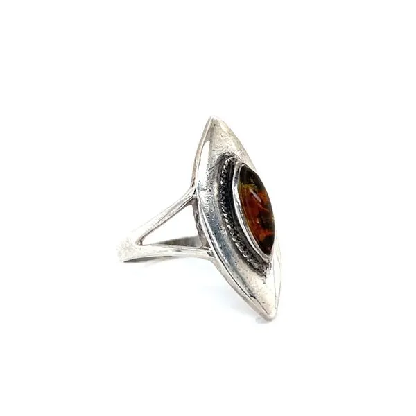 Sterling Silver Estae Milgrain Amber Ring