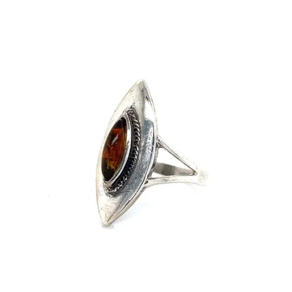 Sterling Silver Estae Milgrain Amber Ring
