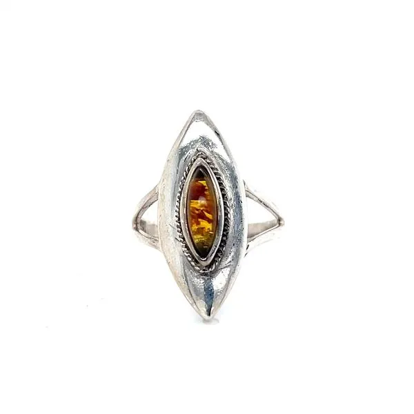 Sterling Silver Estae Milgrain Amber Ring
