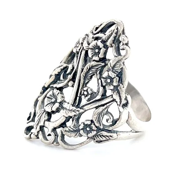 Sterling Silver Estate Floral Filigree Fashion Ring