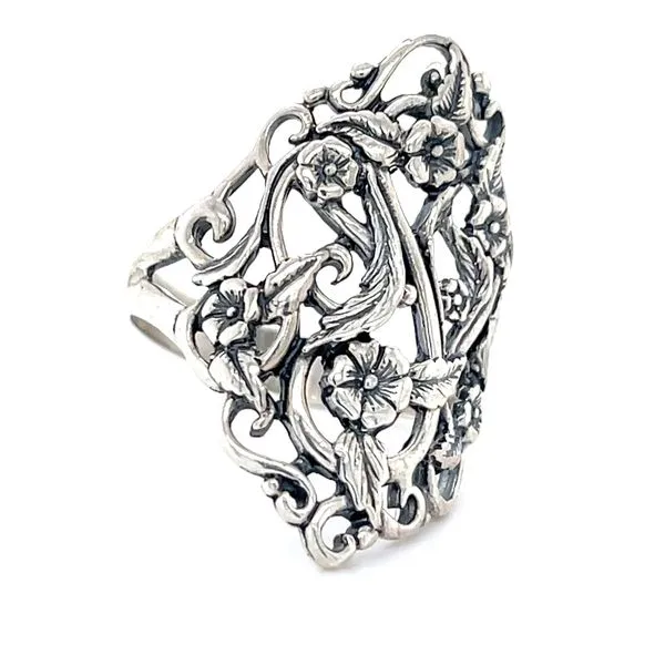 Sterling Silver Estate Floral Filigree Fashion Ring