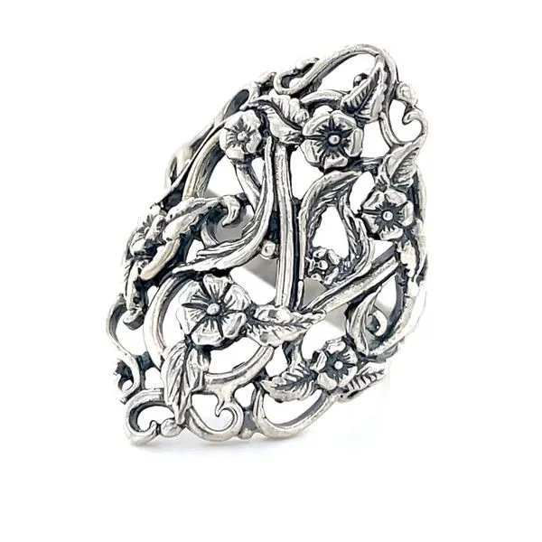 Sterling Silver Estate Floral Filigree Fashion Ring